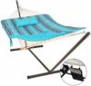 Hot-Selling Outdoor Patio Hammocks 12 Feet Steel Hammock Stand with Cotton Rope Hammock Combo for Garden Courtyard