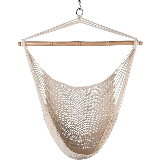 Good-Quality 40 Inch Hanging Caribbean Outdoor Patio Hammock Chair with Soft-Spun Cotton Rope for Garden Courtyard