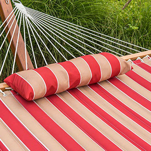 Hammock Quilted Fabric with Pillow for Two Person Double Size Spreader Bar Heavy Duty Stylish