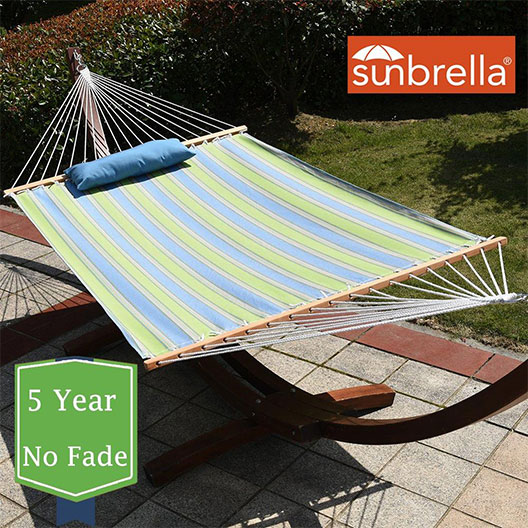 Hammock, Pillow and 12 Feet Wood Arc Stand,Backyard Combo Set