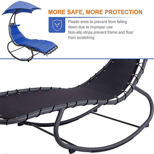 Hammocks Chaise Lounger Chair Curved Steel Lounger Swing Chair with Built-in Pillow and Removable Canopy