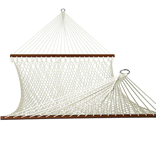 Hammocks Polyester Rope Double Hammock with Wood Spreader Bar, Chains and Hooks for Two Person