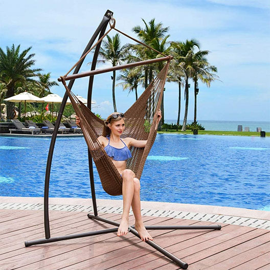 Hammocks Caribbean Hanging Swing Chair, Soft Spun Polyester Rope, 47-inch Wood Spreader Bar