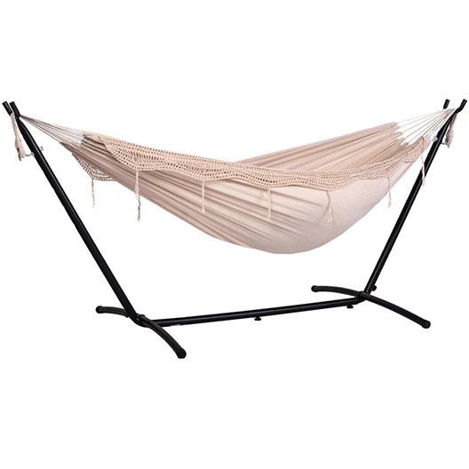 Outdoor Hammocks Double Canvas Hammock with 9FT Space Saving Steel Stand