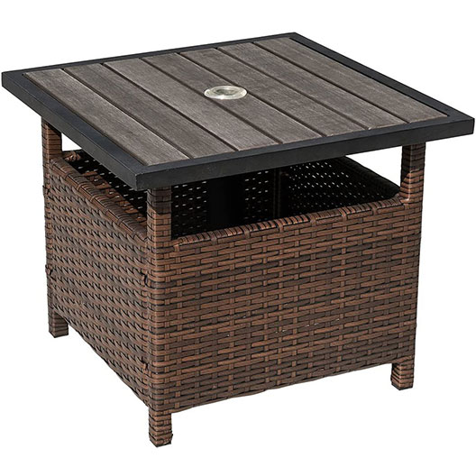 High-Quality Outdoor Patio Umbrella Stand All Weather Wicker Rattan Umbrella Table for Garden Courtyard Poolside