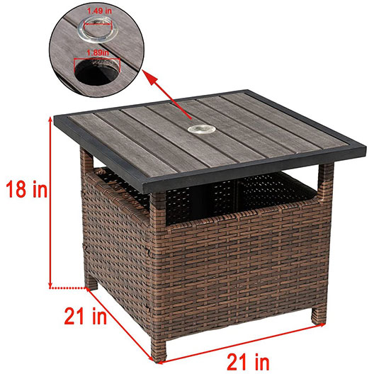 High-Quality Outdoor Patio Umbrella Stand All Weather Wicker Rattan Umbrella Table for Garden Courtyard Poolside