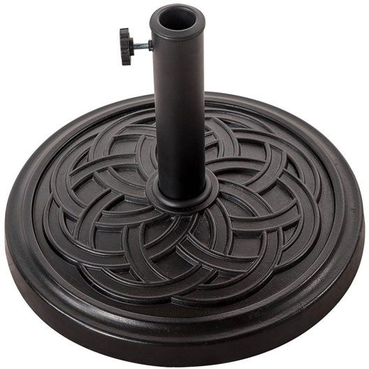 Good-Quality Decorative Cast Stone Outdoor Patio Umbrella Base Black Resin Heavy Duty Stand for Garden Courtyard