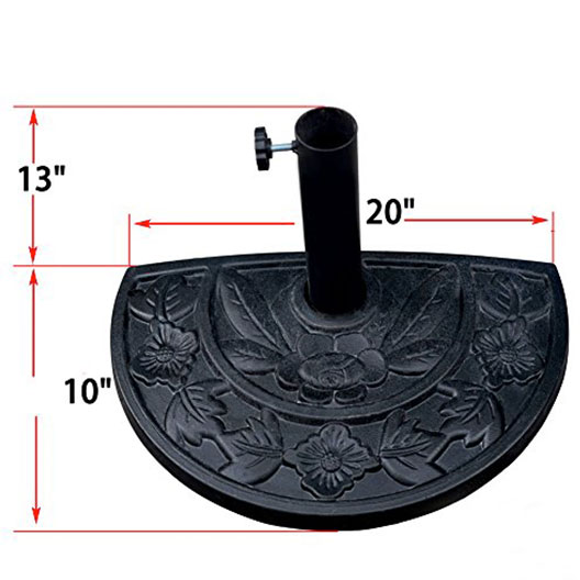 Good Quality Black Half Round Resin Outdoor Patio Umbrella Base for Garden Courtyard