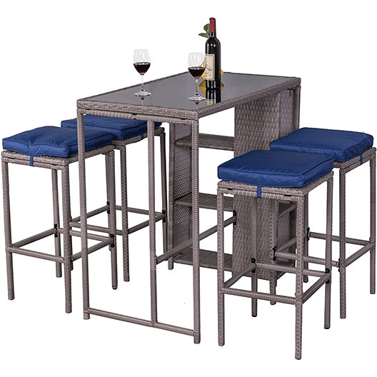 High-Quality Outdoor 5 Piece Patio Bar Set, Counter Height Patio Dining Set for Garden Courtyard Poolside