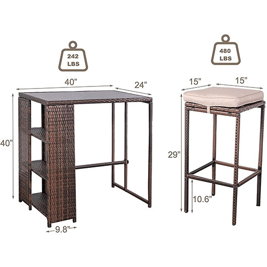 High-Quality Outdoor 5 Piece Patio Bar Set, Counter Height Patio Dining Set for Garden Courtyard Poolside