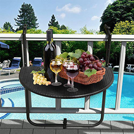 Patio, Garden, Deck, Outdoor Folding Hanging Table Adjustable Balcony Railing Table