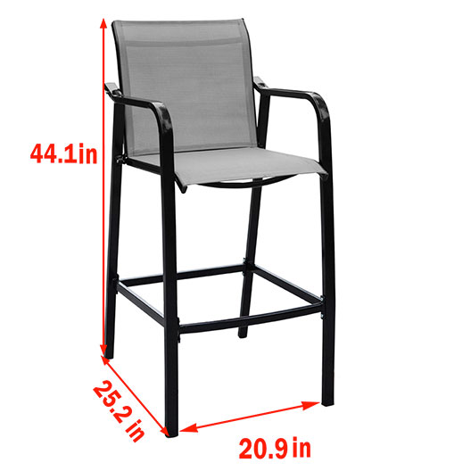 Outdoor Counter Height Bar Stool All Weather Patio Furniture with Quick-dry Textilene Fabric, 2 PCS Set