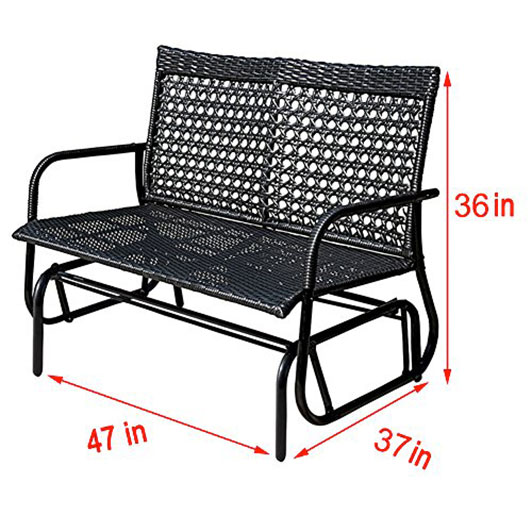 Ourdoor 2 Person Wicker Loveseat Glider Bench Chair