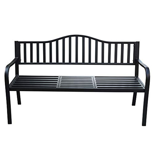 Deluxe Cast Iron Steel Frame Patio Park Garden Bench Chair with Middle Table for Two Person