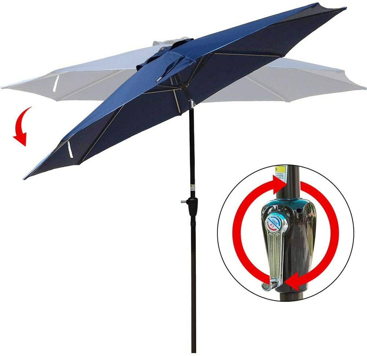 Outdoor 10FT Patio Umbrella Table Umbrella Market Umbrella with Aluminum Pole & Auto Tilt, Polyester Canopy,navy