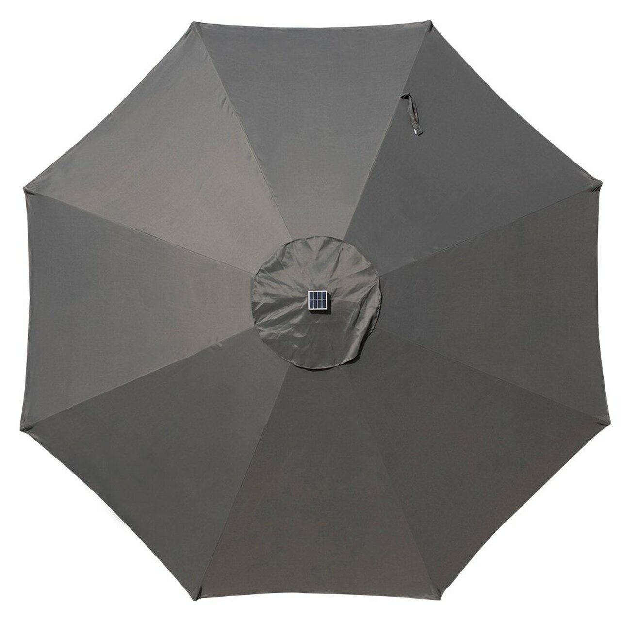 Outdoor 11FT 40 LED Lights Aluminum Patio Market Umbrella with Crank, Garden Pool Solar Powered Lighted Parasol, No Tilt (Gray)